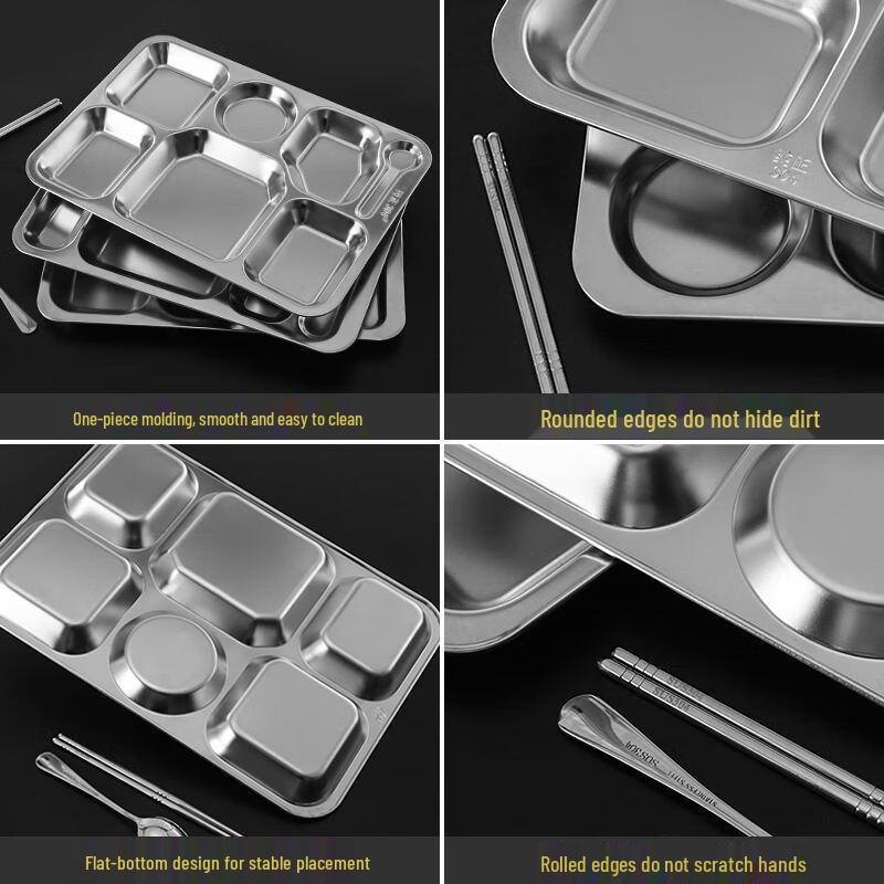 Shengjia 304 Stainless Steel Divided Meal Tray