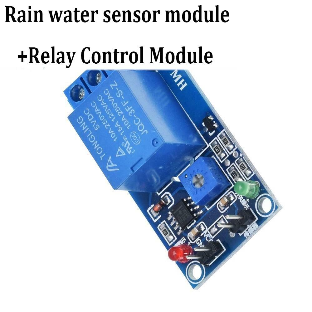Water Detection Module 12V for Arduino Raindrop Sensor with Relay Output for Weather Monitoring 250V Relay Capacity