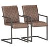 Day and Night - Day and Night Cantilever Dining Chairs 2 Units Brown Genuine Leather