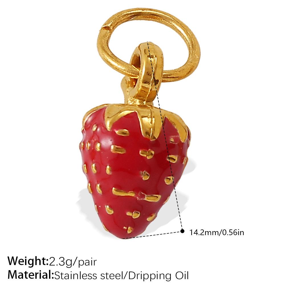 Cartoon Oil Dripping Fruit Diy Pineapple Pendant Stainless Steel Gold-Plated Dopamine Accessories
