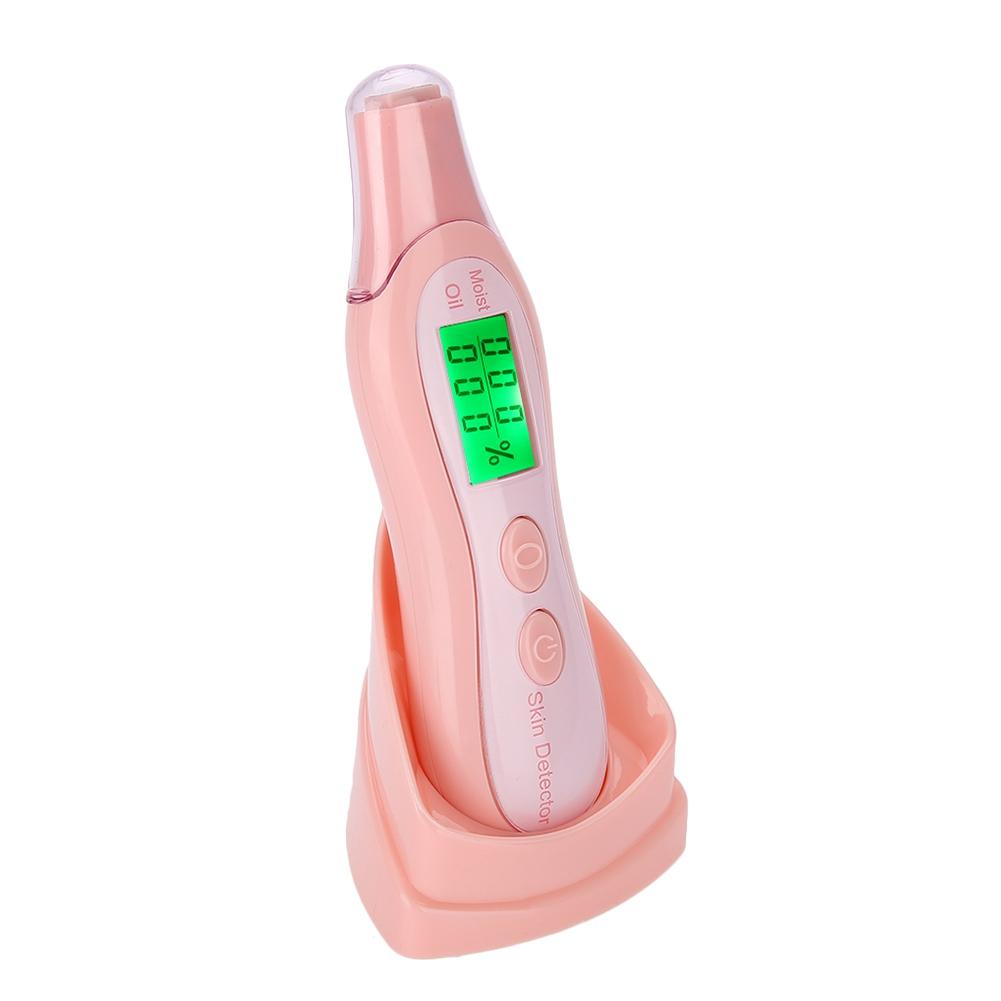 Digital LCD Display Precision Skin Sensor Tester Facial Moisture Water Oil Analyzer Pink