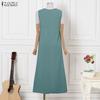 ZANZEA Women Summer Square Collar Casual Sleeveless Dress