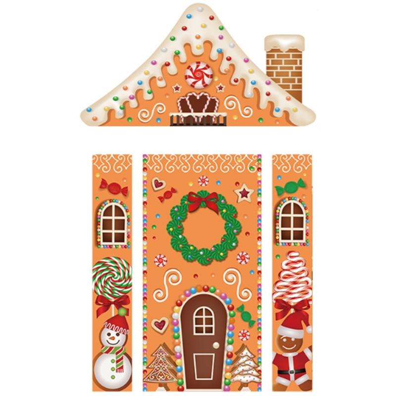 Gingerbreads Patterned Door Decoration Set Washable Polyester Seasonal Party Supplies
