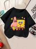Lovable SpongeBob Short Sleeve T Shirt For Kids Summer Cute Cartoon Crewneck 3-14