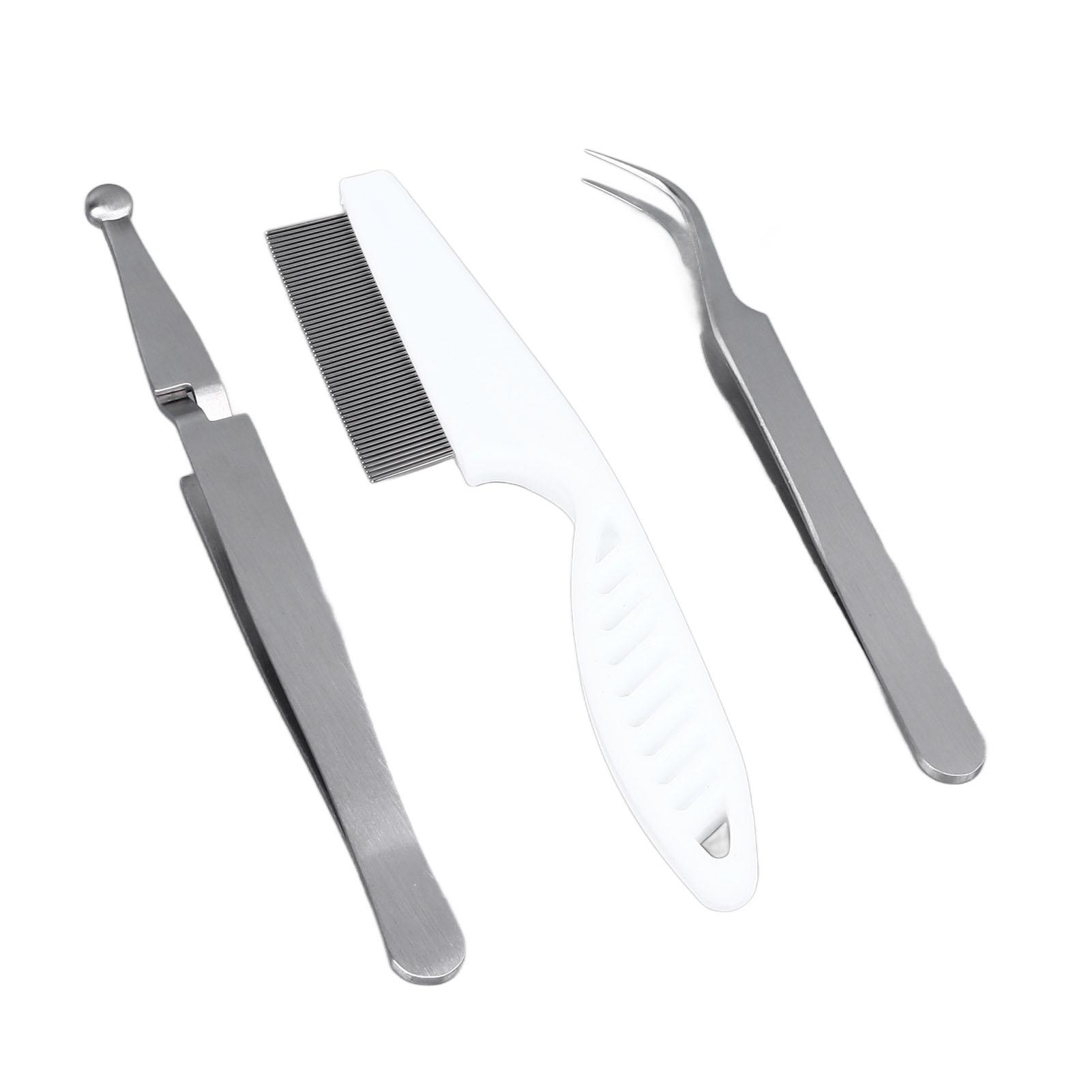 

Pet Flea Remover Kit Durable Stainless Steel Flea Tweezers Comb Clips Set Easy Operation Removal Tool for Dogs Cats
