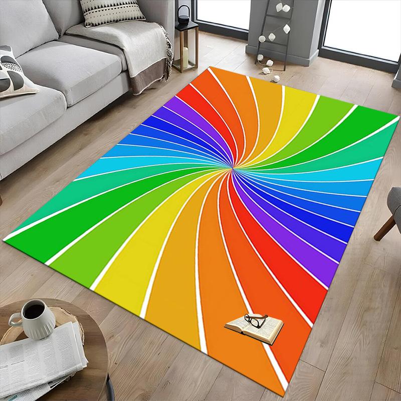 1PC rainbow spiral Extra Large Non Slip Floor carpet, Office, family, bedroom, Studio Large Area Rug Indoor Rugs, , Vibrant Colors
