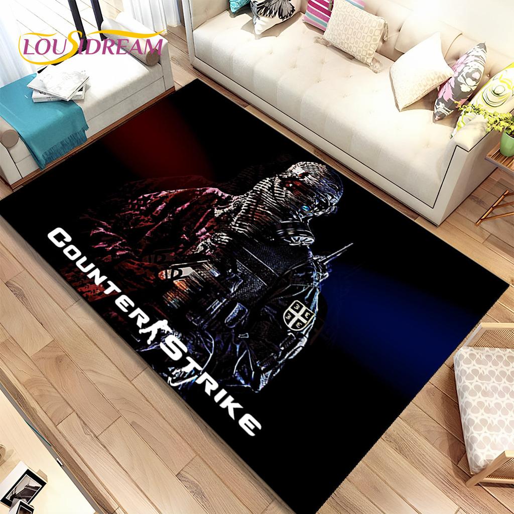 CS GO,Game Gamer,Counter Strike Area Rug,Carpet Rug for Home Living Room Children Bedroom Sofa Doormat Decor,Non-slip Floor Mat