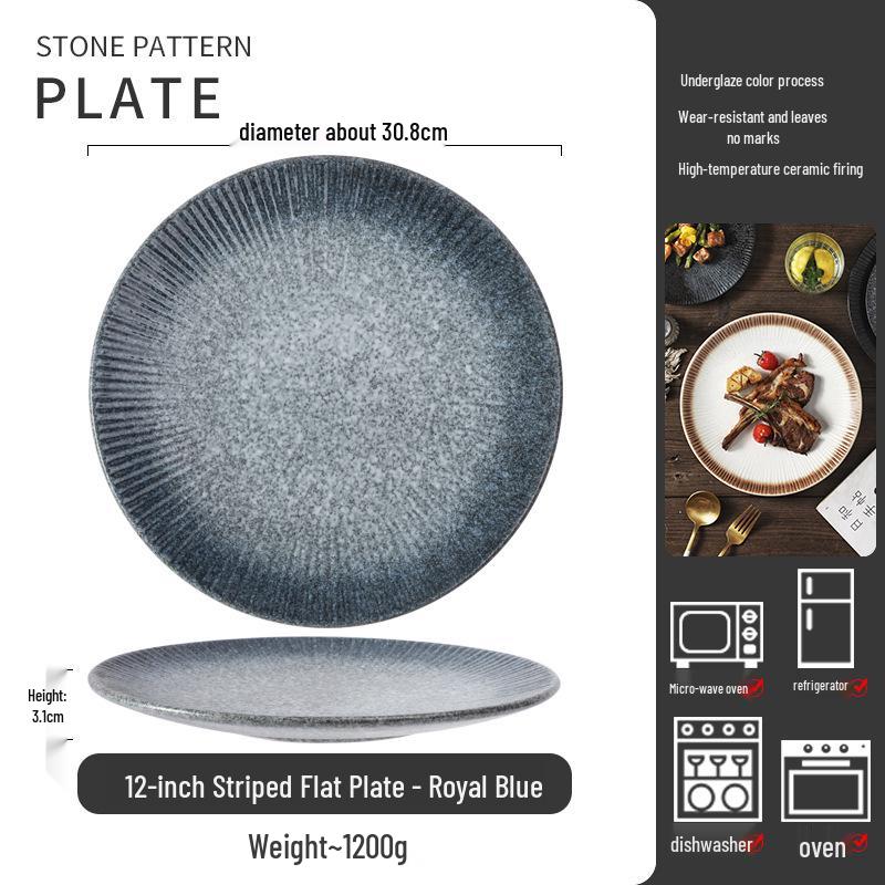 Japanese Ceramic Retro Dining Plate for Pasta, Steak, and Desserts