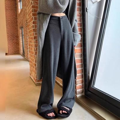 Pantalon banane pour femme, idéal pour le printemps, l'automne et l'hiver. Coupe droite, taille étroite, style décontracté, en laine. Pantalon épée fluide et élégant.