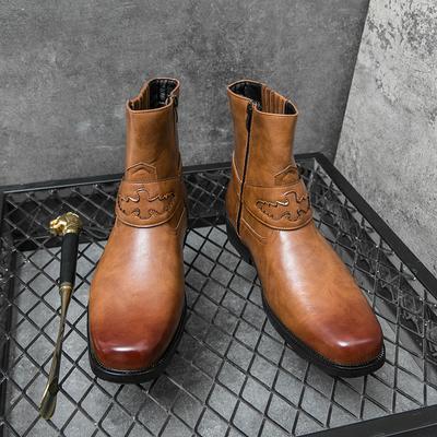 Fashion Cowboy Boots for Men Fashion Wear-Resistant Breathable Casual Non-slip Trendy All-match Round Toe Boots Spring Autumn Main