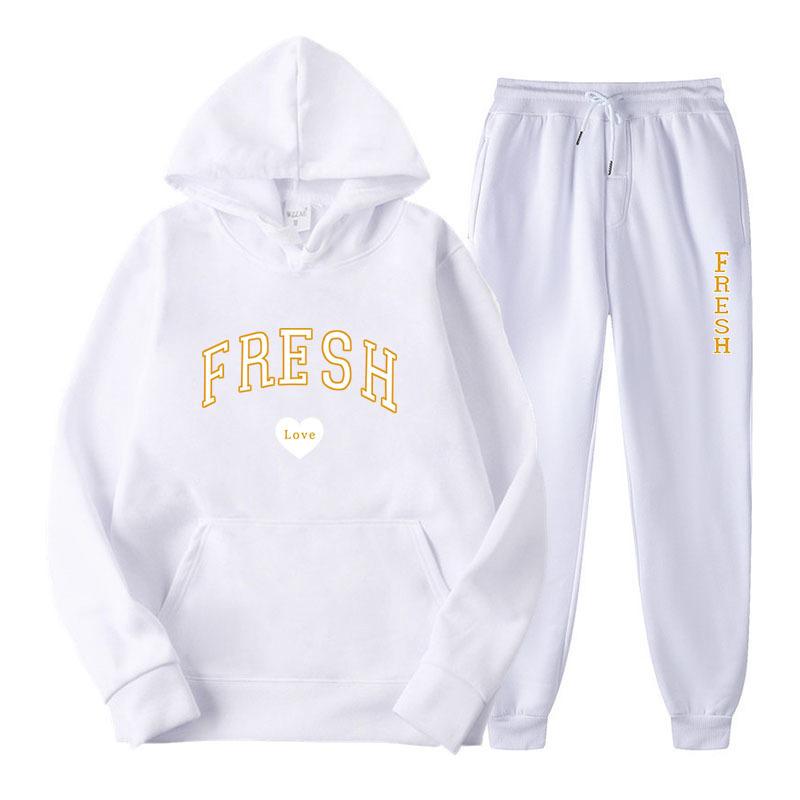 Winter New Men's Casual Sports Loose Personalized Print Youth Fashion Trend Personal Wear Hoodie Set