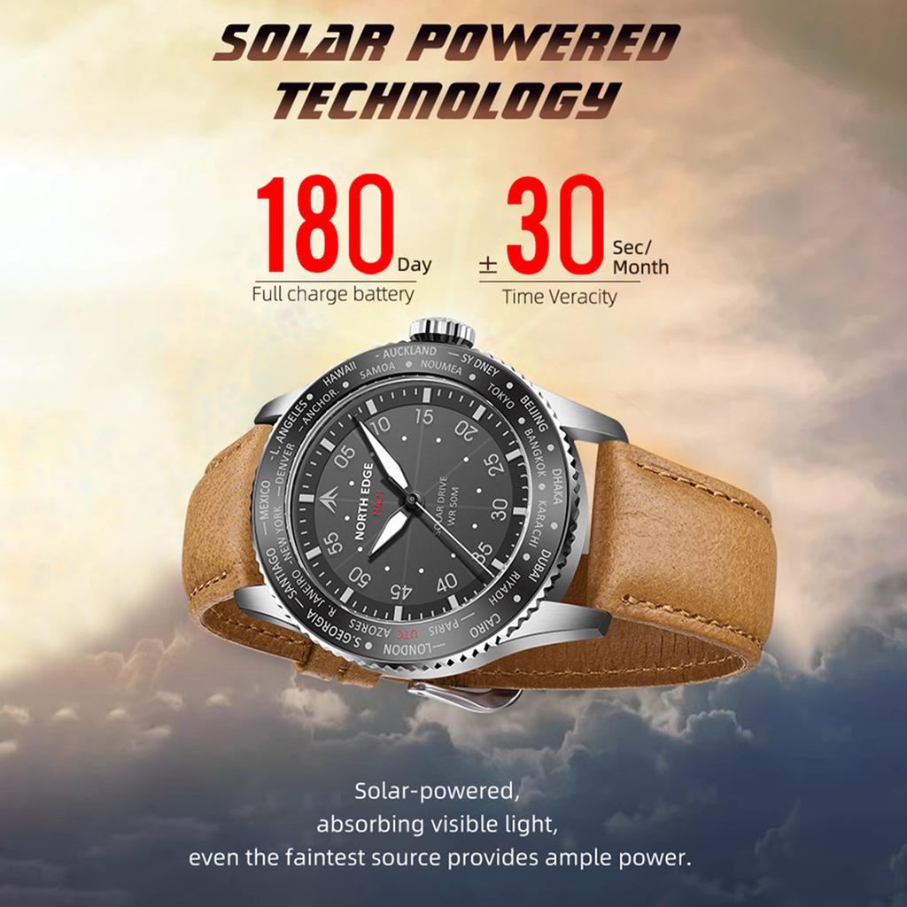 Watch   Watch Solar Pow ed Watch for Men 50M Wat proof Chronograph Night   Lasting Up to 180 Days Solar Watch