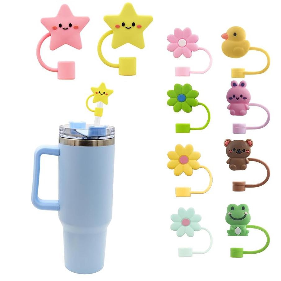10mm Diameter Silicone Straw Covers, Straw Toppers for 40 Oz Tumbler with Handle, Dust-Proof Straw Caps for Water Bottle