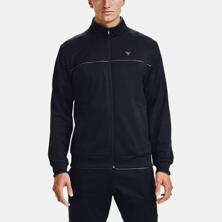 Under Armour Project Rock Colorblock Stand Collar Knit Jacket Men Jackets Black 1357199-001