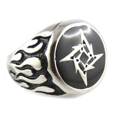 Designer Ring 'Thorgal' Aged Black Silver - 20x20 Mm