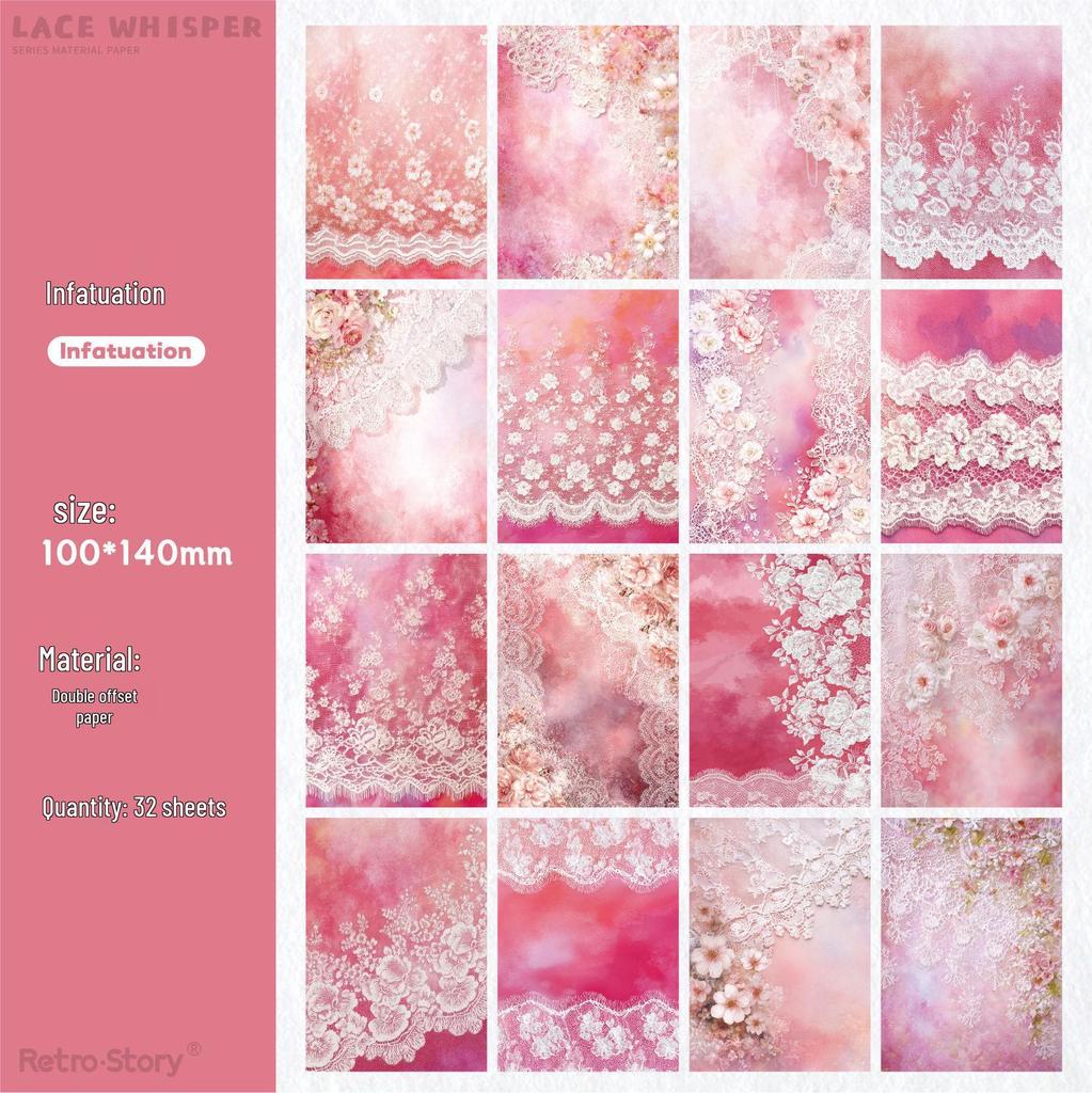 Retro Story Dual-Sided Paper Lace Journal: Whisper Series, 32 Sheets, Color Theme