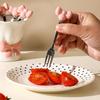 Bowknot Ceramic Fruit Forks Set Ins Style Creative Ceramic Fruit Forks Receipt Jar Solid Color Decorative Stainless Steel Fork