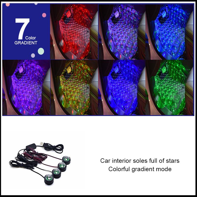 Automobile Interior Decoration Light Soles Full Of Star Atmosphere Lamps Car USD Atmosphere Sound Control Decoration Accessories
