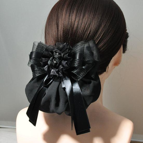 Lace Decorated Hair Accessories Bowknot Flower Decor Mesh Bag Hair
