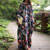 Women Vintage Casual Floral Printed Loose Dress Kaftan Long Maxi Shirt With Timeless Design