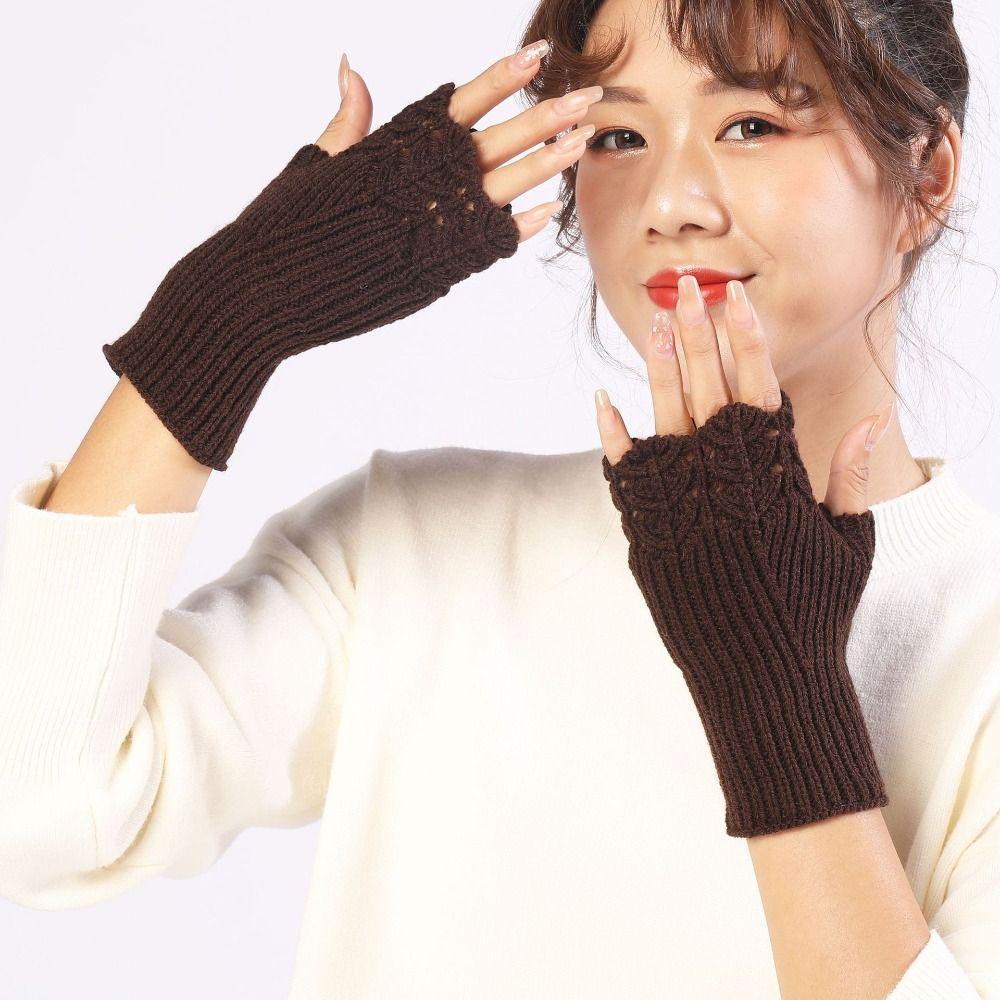 Half Finger Knitted Gloves Vintage Fingerless Gloves All-Match Crochet Flower Mittens  Outdoor