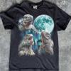 Three Rhino Iguana Shirt, Howling At Moon Lizard Graphic Tee, Reptile Lover Gift, Starry Night Animal Shirt
