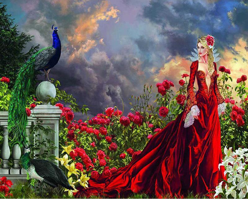 

5D DIY Алмазний живопис Квіти Ельфи та ангели Повний квадратний дриль Рукоділля Мистецтво Алмазна вишивка Тварини Алмазна мозаїка Прикраса дому Full Square 20X30CM темно-сірий колір