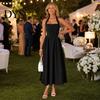 Women Dress Women's Halter Midi Dress, Summer Sleeveless Backless A-Line Long Square Neck Vacation Beach Sundress