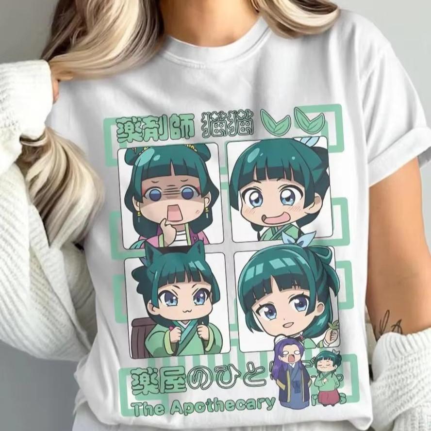 Summer Hot Sale Anime The Apothecary Diaries Maomao Chibi Graphic T-shirt Y2K Unisex Print Crew Neck Short Sleeve Lightweight Casual T Shirt