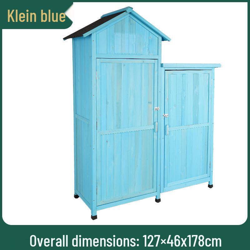 Waterproof Outdoor Wooden Storage Cabinet for Garden Tools - Anti-Corrosion and Sun Protection, Ideal for Courtyard and Balcony Use.