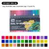 Washable Double-Ended Fineliner Paintbrush Set - Soft Tip, Non-Staining, Black Barrel, PVC Box