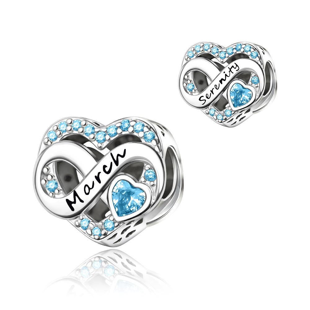 S925 Silver Zodiac Birthstone Fashion Heart Month DIY Beaded Jewelry Making Kit Accessories Set