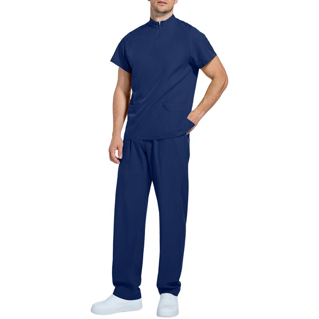 Men's Comfortable And Casual Solid Color Short Sleeved Pants Protective Suit Set