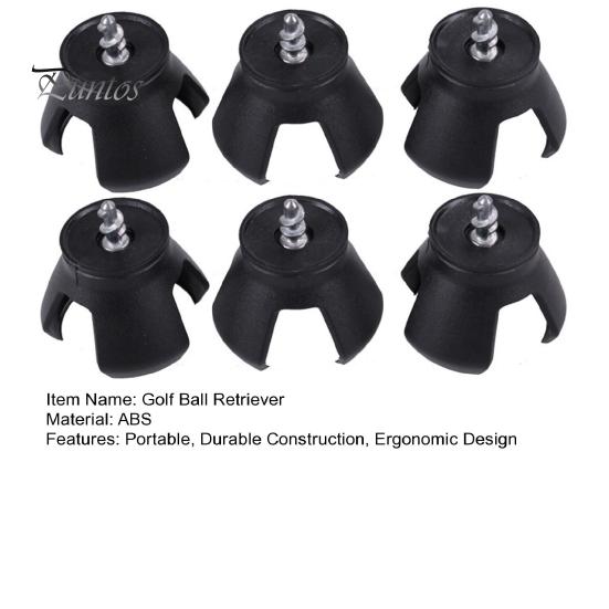 1/6 Pcs Golf Ball Retriever 3-Prong Golf Ball Pick Up Grabber for End of Putter Plastic Black Saver Claw Sucker Tool for Putter Grip