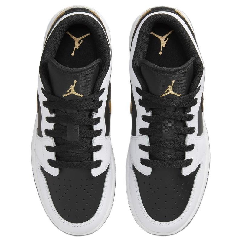 Jordan Kids Air Jordan 1 Low Basketball Shoes White Black Metallic Gold 553560-172