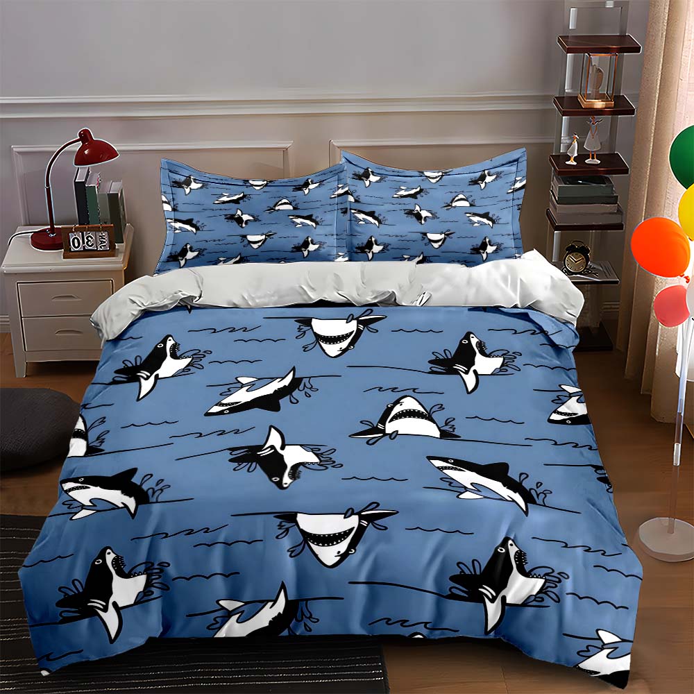 

Jumping cartoon whales. Bedding Duvet cover sets Duvet covers Pillowcases gifts (1 * Duvet Cover 2 * Pillowcases, without duvet insert) 135x200cm