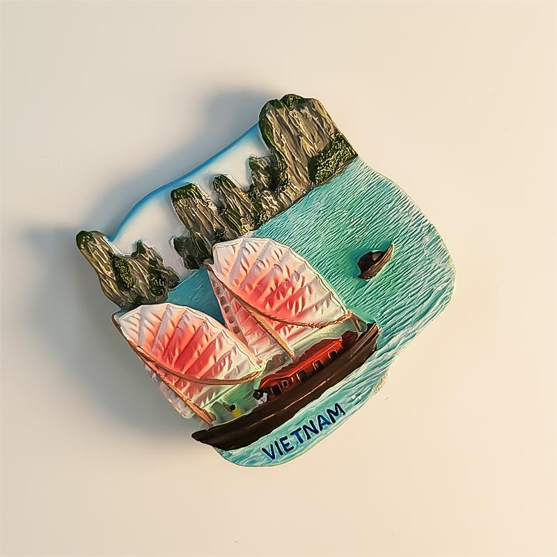 Vietnam Ha Long Bay Sailboat 3D Stereoscopic Tourism Souvenirs Resin Painting Decoration Home Refrigerator Magnets