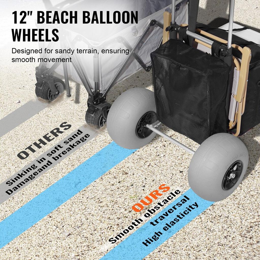 Beach Dolly with Big Wheels for Sand 12 In Balloon Wheels Beach Gardening