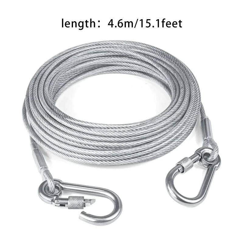 Doppelköpfige Hunde Auslaufkabel Leine, Traktionsseil mit Metallschnalle Stahldraht rostfreier Trainingshalsband, Outdoor Hunde Gurt