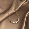 French Style Elegant Natural Pearl Heart Shape Women's All-Match Niche Light Luxury Snake Chain Sweater Chain Real Gold Plating