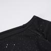 Women's Off-Shoulder Rhinestone Waist-Cinching Long-Sleeve Top