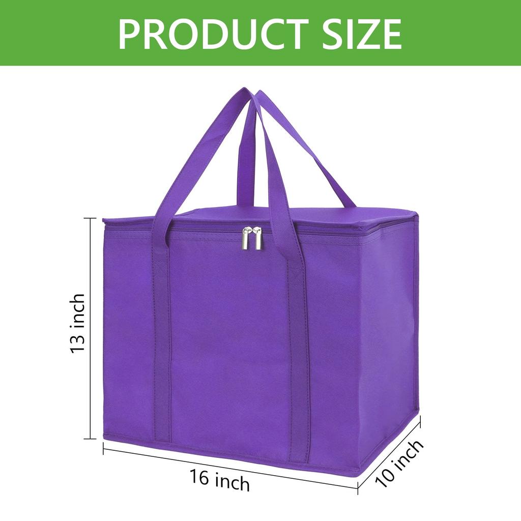 Large Insulated Grocery Shopping Bags Reusable Bag Thermal Zipper Collapsible Tote Cooler Food Transport Hot and Cold
