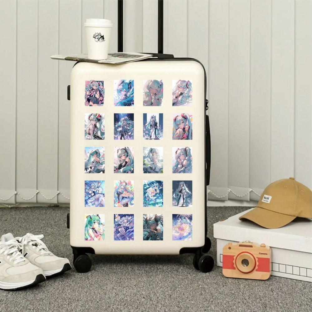 63PCS of Hatsune Miku Stickers for Anime and Cartoon-themed Water Bottles, Tablet PCs, and Waterproof Decorative Stickers