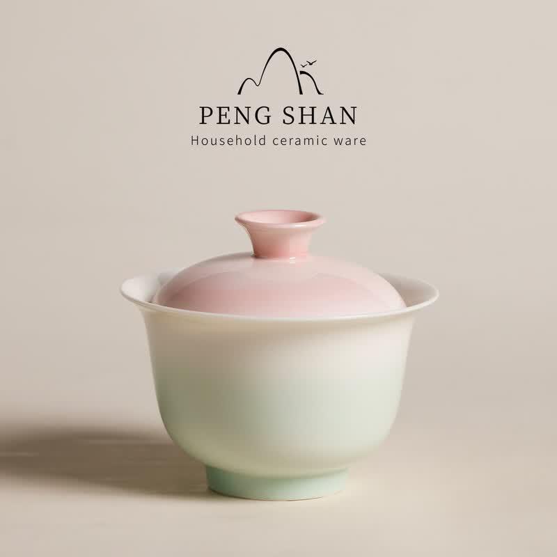 Shadow Celadon Gradient Gaiwan Ceramic Tea Bowl