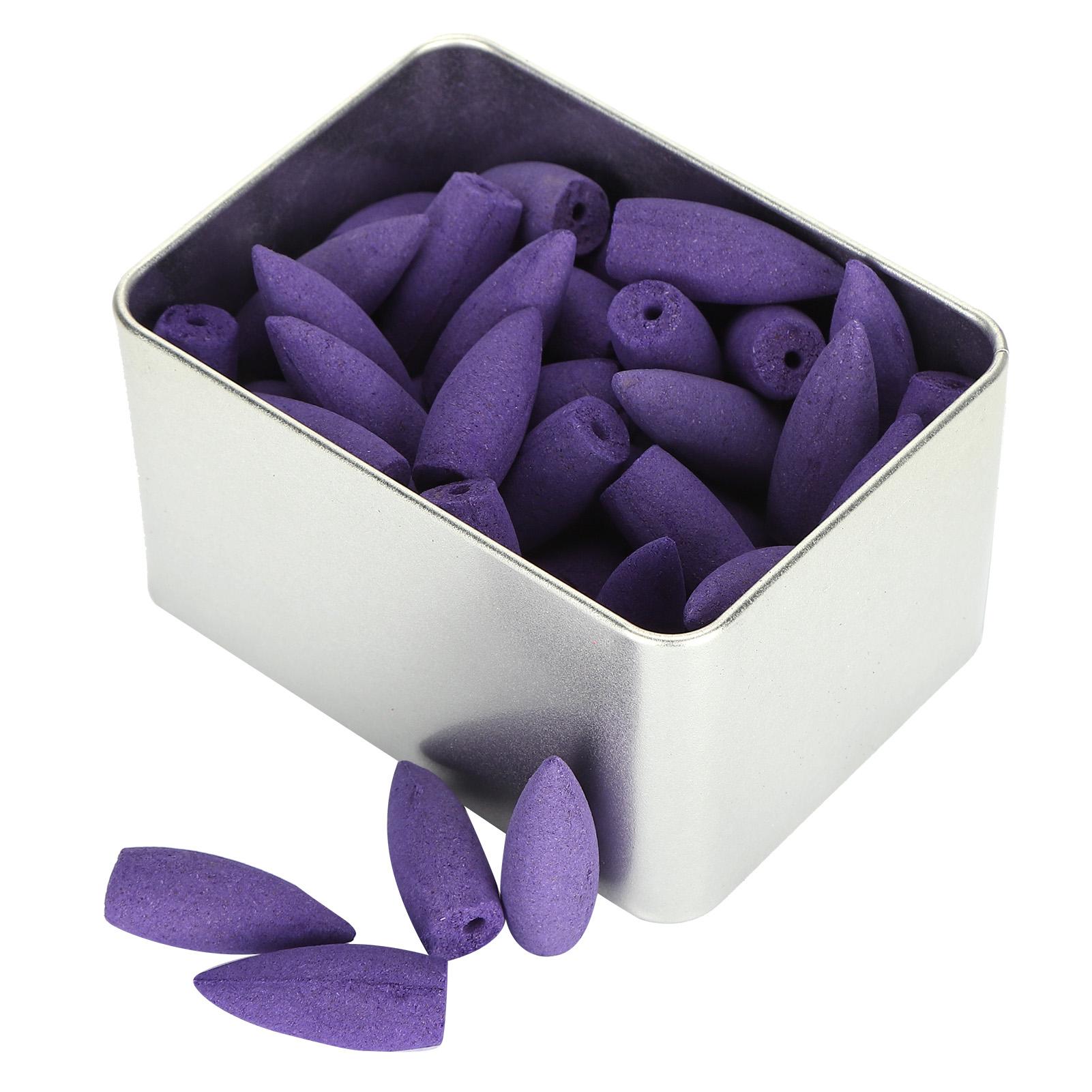 

50Pcs Backflow Incense Cones Waterfall Natural Scents Fragrance Air Purification with Iron BoxLavender