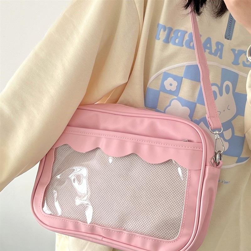 1Pcs High School Girls Uniform Jk Crossbody Shoulder Bag Handbags Japanese Harajuku Ita Bag For Women Pu Transparent Itabag
