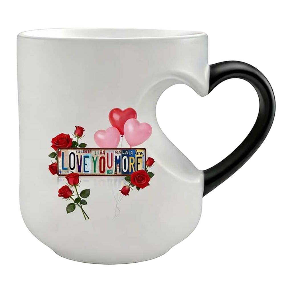 Fun Heart-shaped Color-changing Ceramic Mug Ceramic Discoloration Coffee Tea Milk Mugs Novelty Gifts Dad Mothers Day Gift