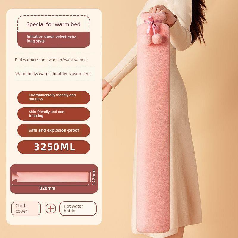 German Precision-Made Hot Water Bottle, 2026 New Model, Winter-Specific for Bedding, Thickened Explosion-Proof Long Plush Warm Water Bag