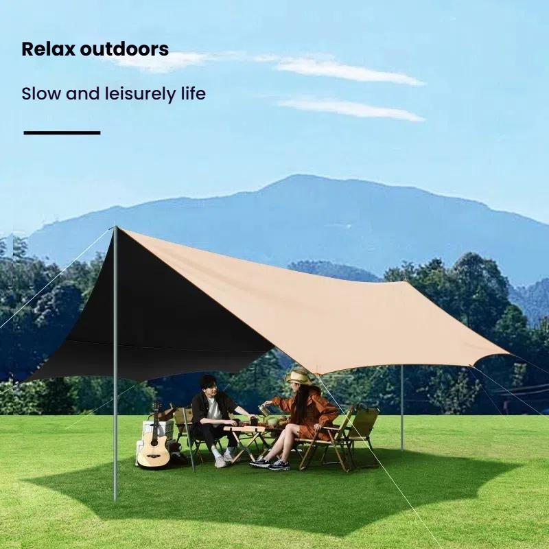 Schwarzes 8-eckiges Camping-Tarp – Wasserdichter Sonnenschutz, 99% UV-Schutz für Strand, Picknick & Outdoor-Abenteuer