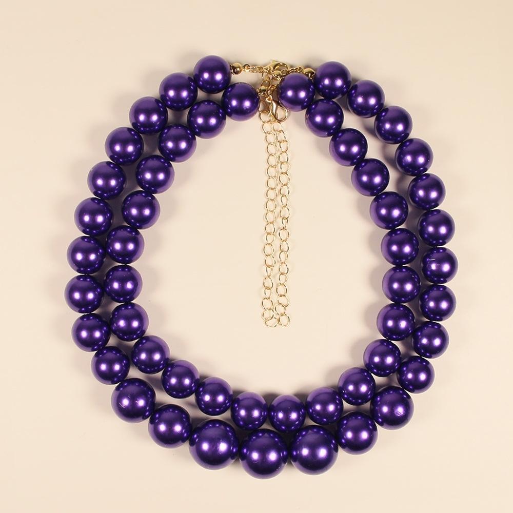 Necklace imitation pearl necklace European and American necklace trend hip-hop accessories set two-piece supply